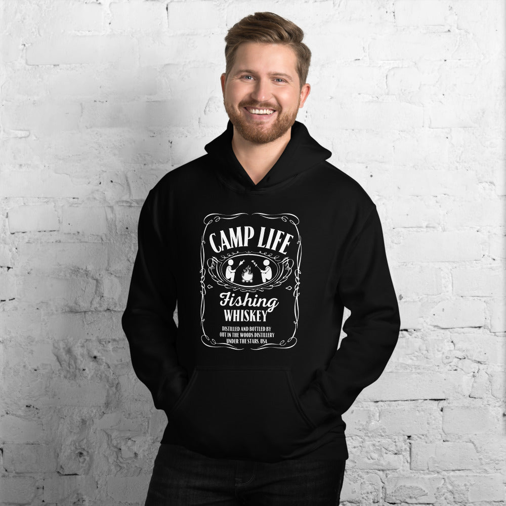 Jack Daniels Inspired Camping Hoodie-Fishing Whiskey