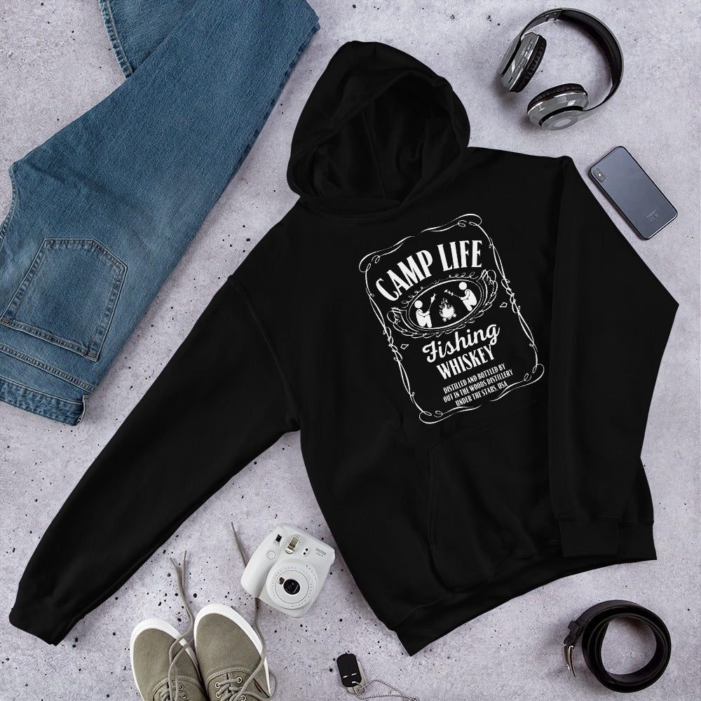 Jack Daniels Inspired Camping Hoodie-Fishing Whiskey